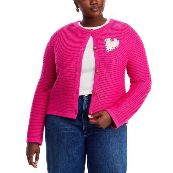 KERRI ROSENTHAL X AQUA HEART PATCH CARDIGAN - Picture 1 of 4